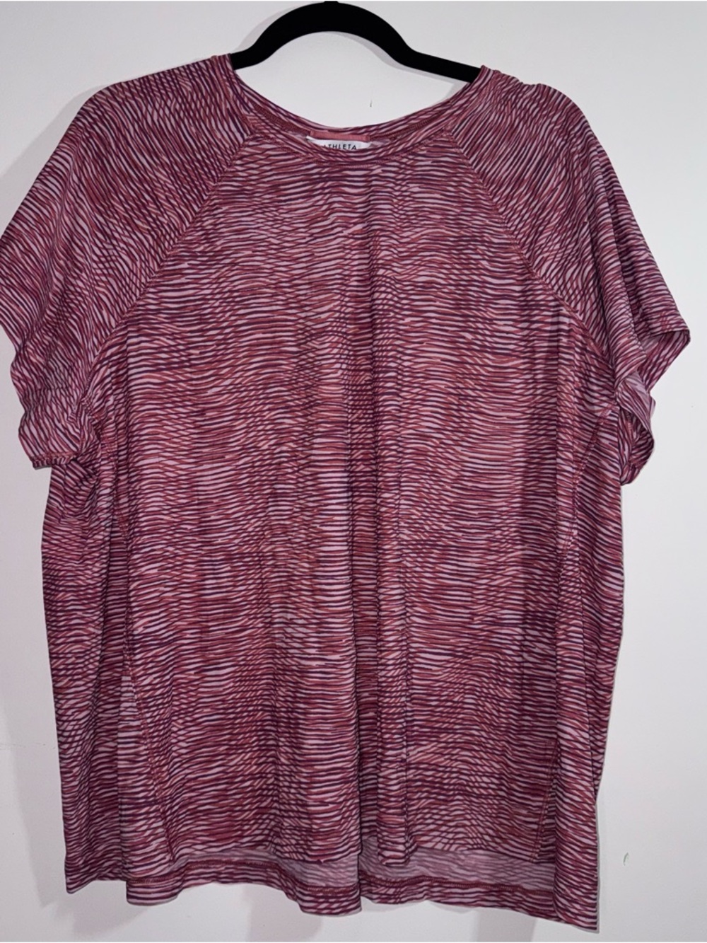 Athleta Ultimate Train Printed Tee 2X Pink Stripe Athletic Top